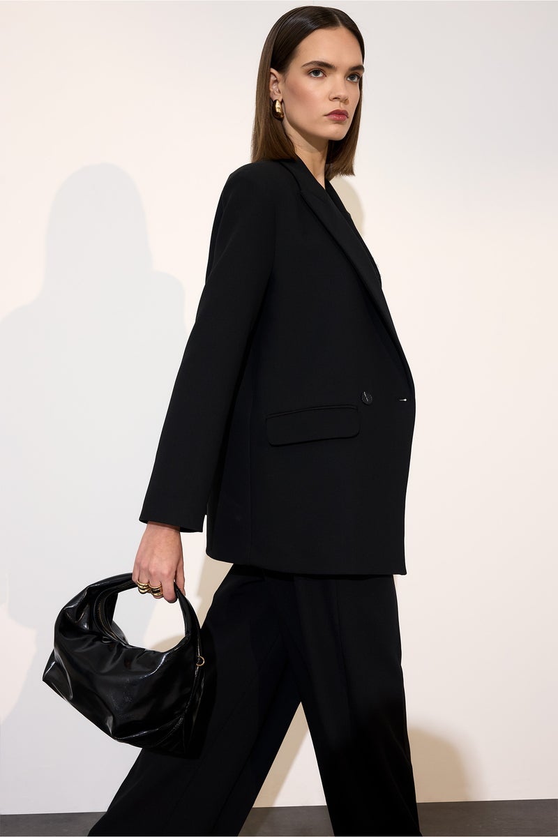 DeFacto Black Woman Oversize Jacket Collar Blazer Casual - Image 2